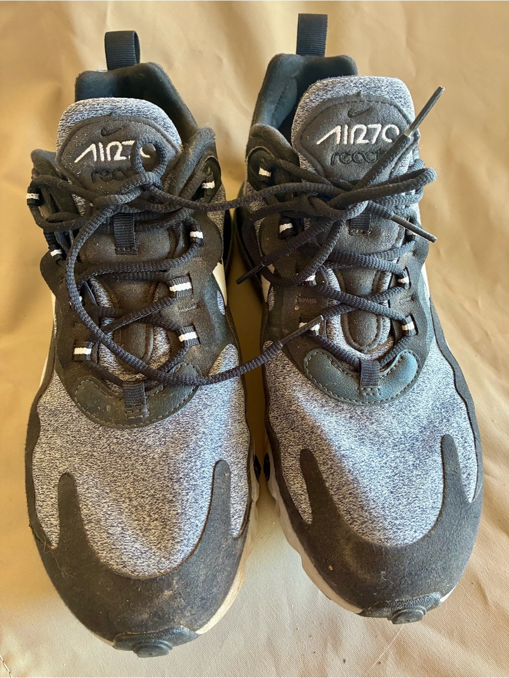 Nike Air270 React Grey and Black Athletic Sneakers